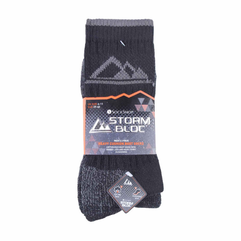 3 Pack Mens Heavy Cushioned Outdoor Cotton Hiking Socks