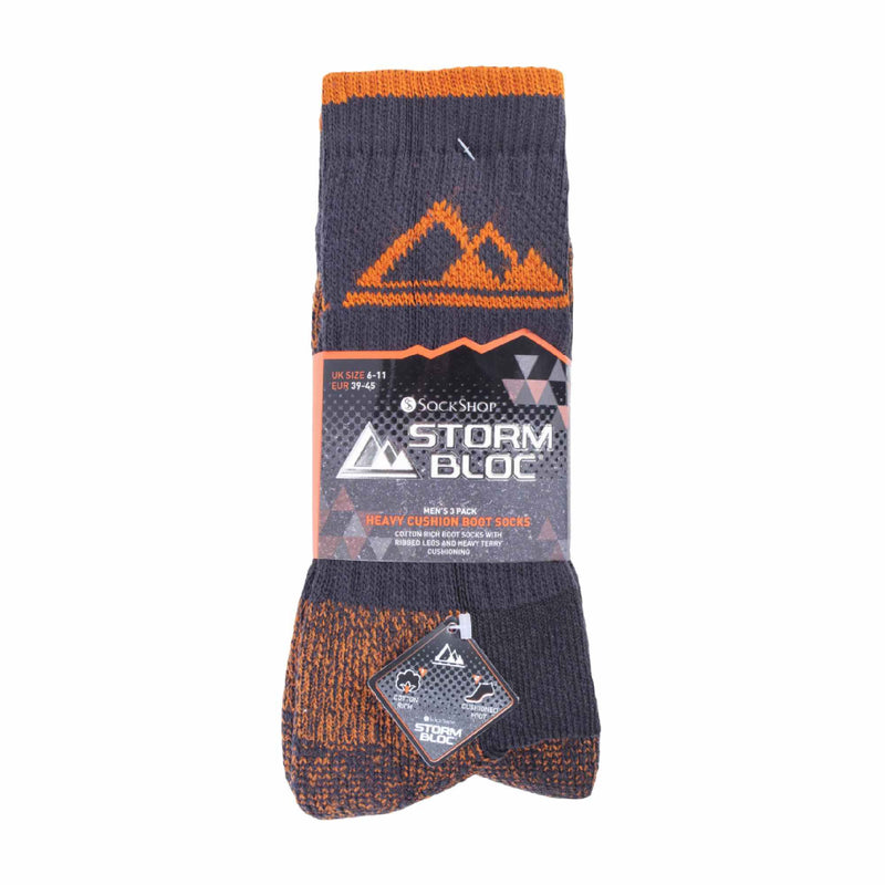 3 Pack Mens Heavy Cushioned Outdoor Cotton Hiking Socks