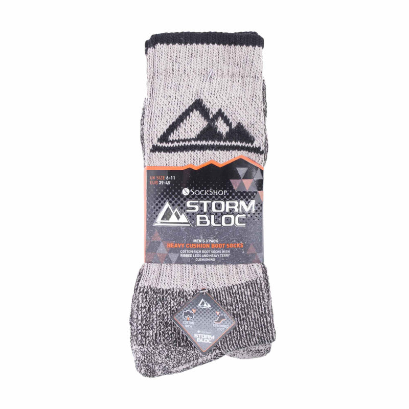 3 Pack Mens Heavy Cushioned Outdoor Cotton Hiking Boot Socks