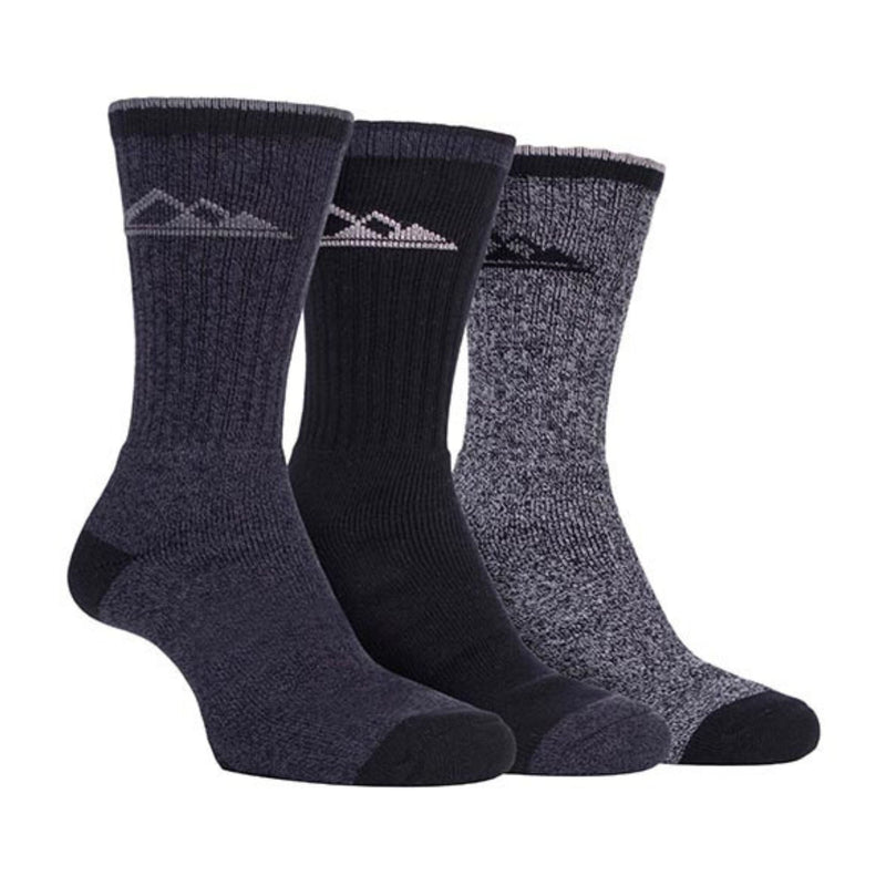 3 Pack Mens Padded Sole Anti Blister Cotton Hiking Socks