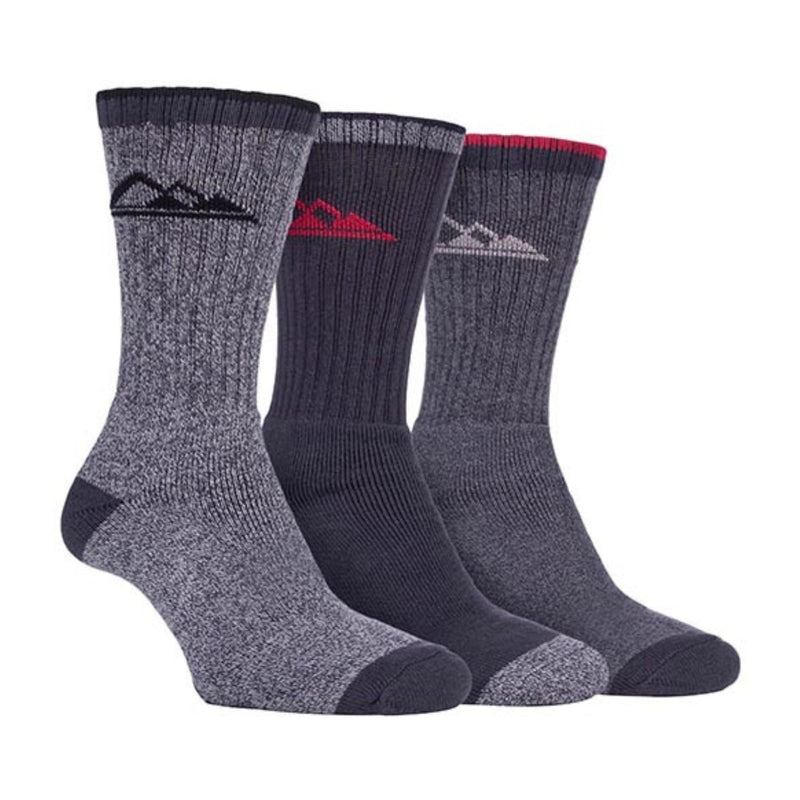 3 Pack Mens Padded Sole Anti Blister Cotton Hiking Socks