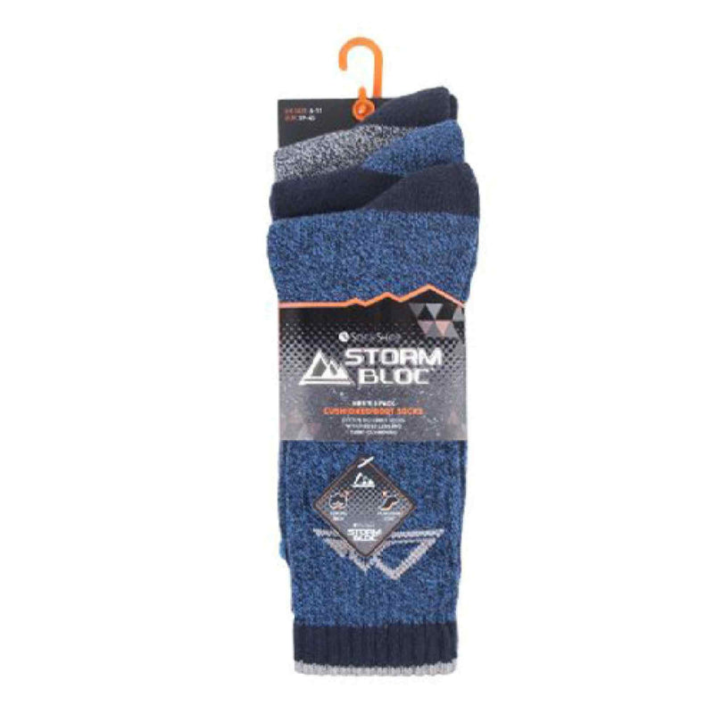 3 Pack Mens Padded Sole Anti Blister Cotton Hiking Socks