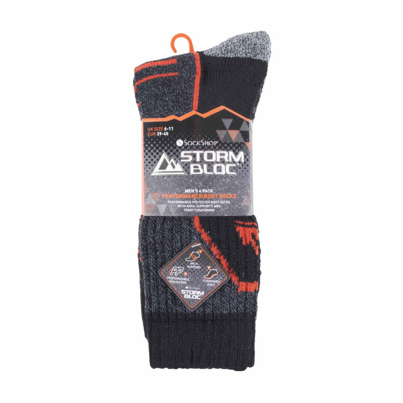 4 Pack Mens Cushioned Anti Blister Hiking Socks