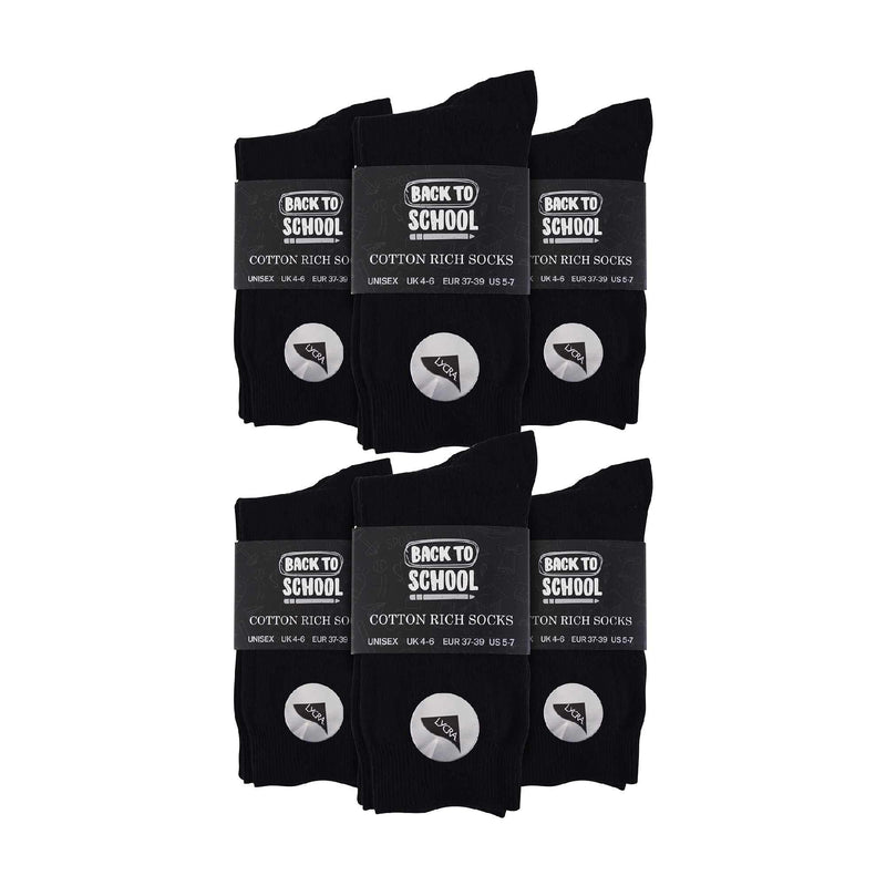 12 Pair Plain Kids School Soft Breathable Cotton Rich Socks