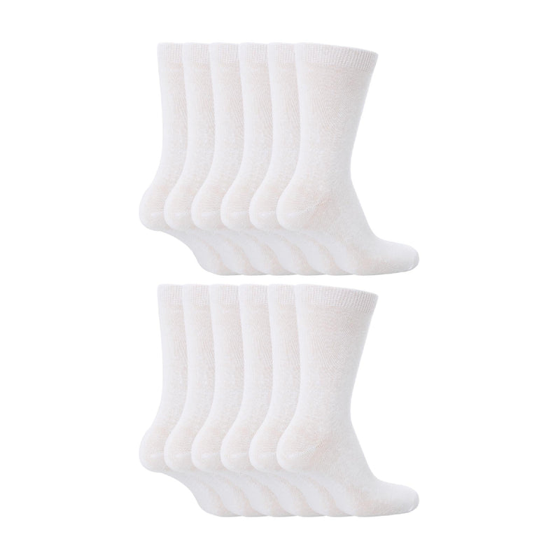 12 Pair Plain Kids School Soft Breathable Cotton Rich Socks