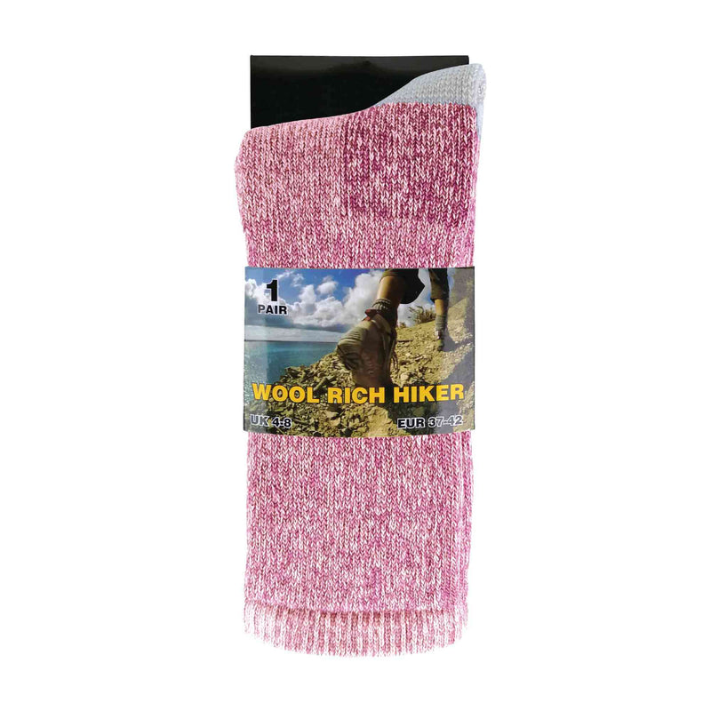 2 Pack Ladies Cushioned Heel & Toe Thermal Wool Hiking Socks