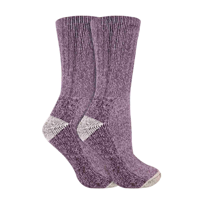 2 Pack Ladies Cushioned Heel & Toe Thermal Wool Hiking Socks