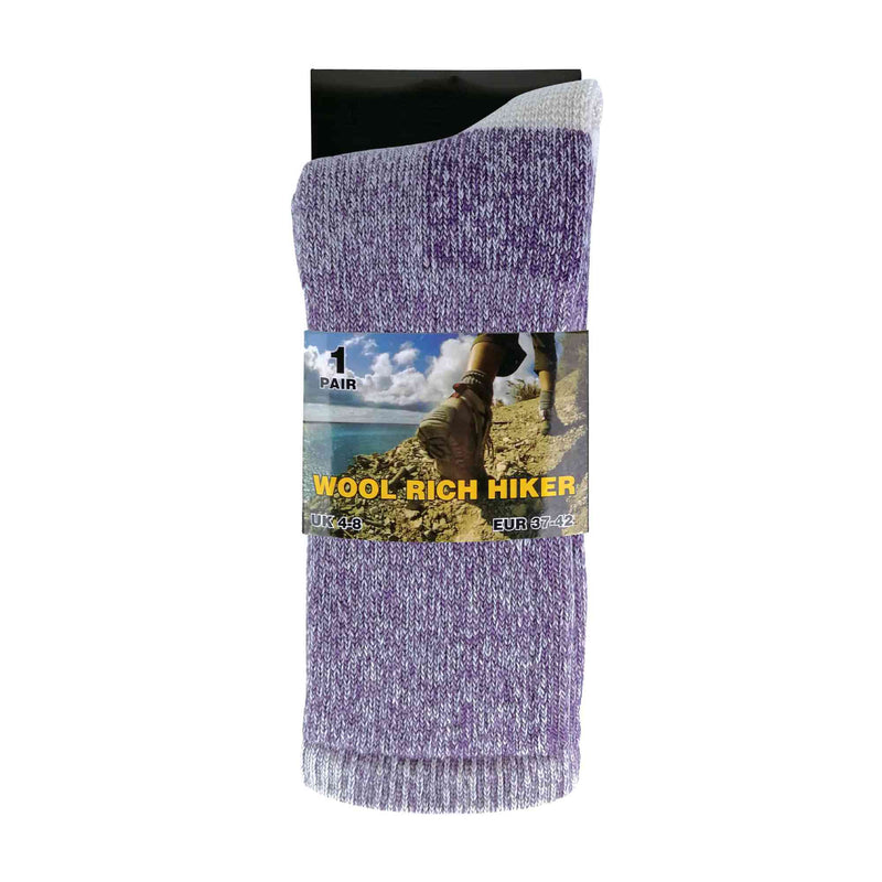 2 Pack Ladies Cushioned Heel & Toe Thermal Wool Hiking Socks