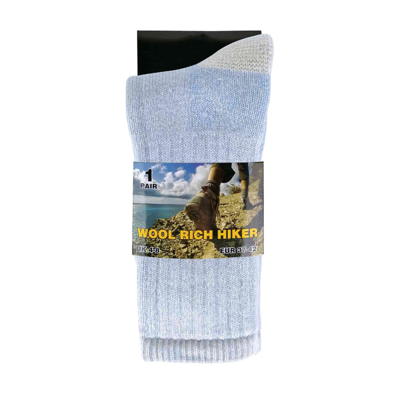 2 Pack Ladies Cushioned Heel & Toe Thermal Wool Hiking Socks