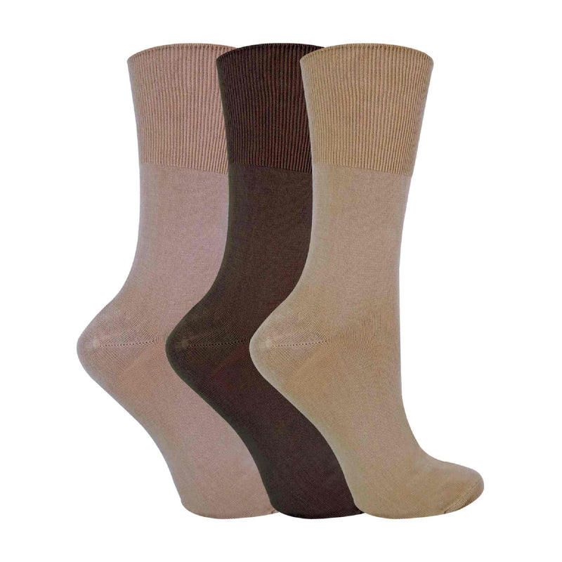 3 Pack Ladies Anti Odour Loose Wide Bamboo Socks with Non Elastic Top
