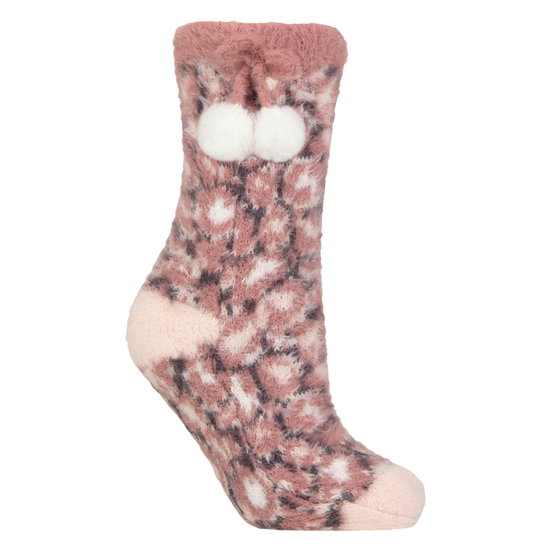 1 Pair Ladies Sherpa Lined Grip Socks - Warm Fluffy Cosy Non-Slip Comfort