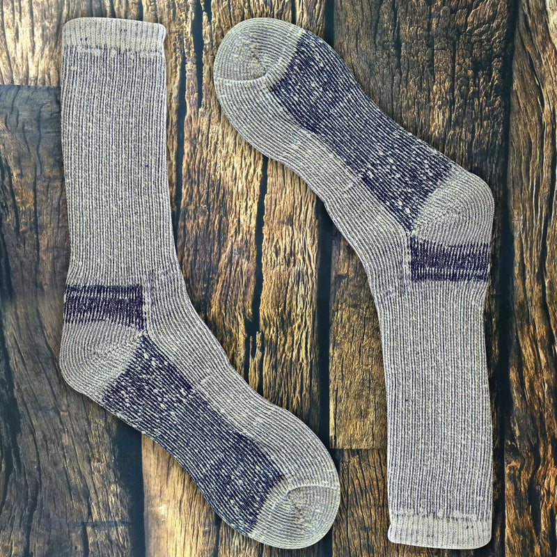 2 Pack Mens Cushioned Heel & Toe Thermal Wool Hiking Socks