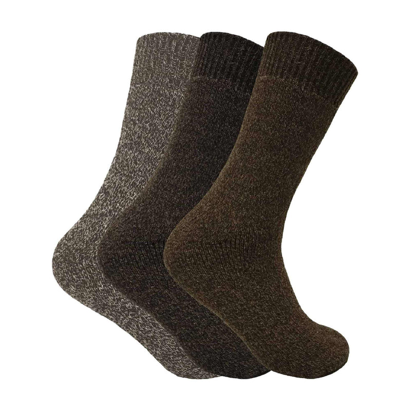 3 Pack Mens Padded Sole Winter Warm Thermal Wool Walking Boot Socks