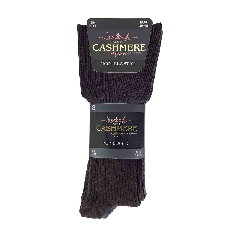 3 Pack Mens Ribbed Non Elastic Cashmere Dress Socks with Loose Top