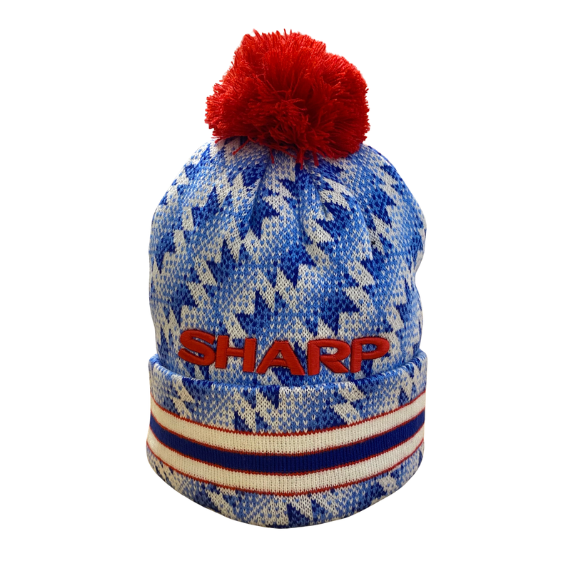 1990 SHARP Blue and White Away Bobble Hat