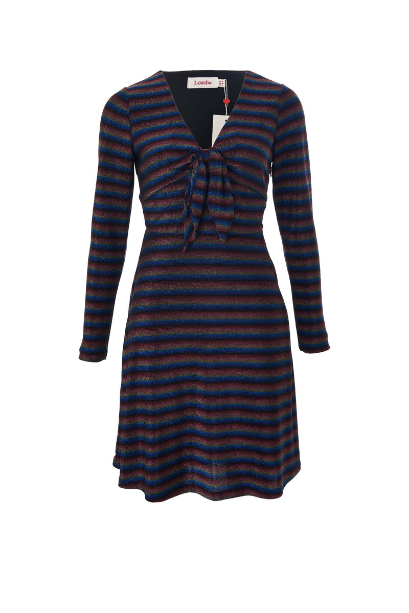 Sidney Sparkle Stripe Fit & Flare Mini Dress - Gold