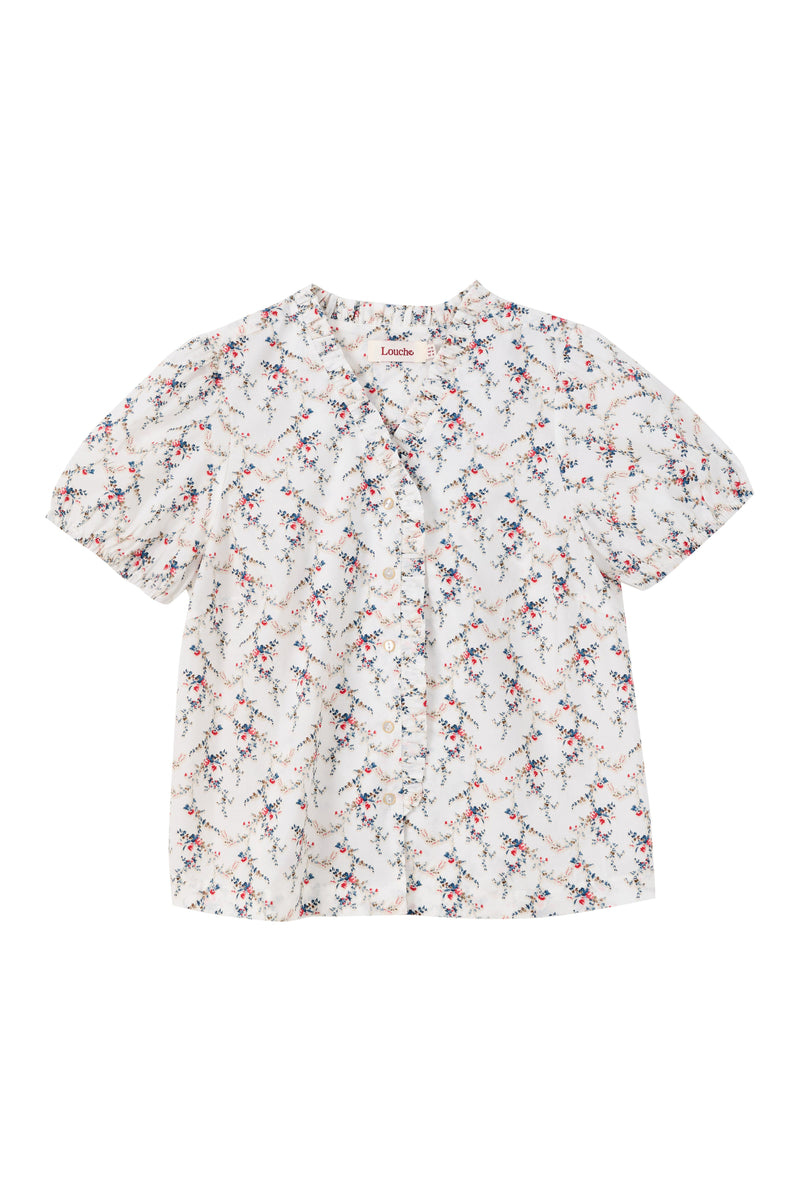 Cressida Regency Print Frill Trim V-Neck Blouse