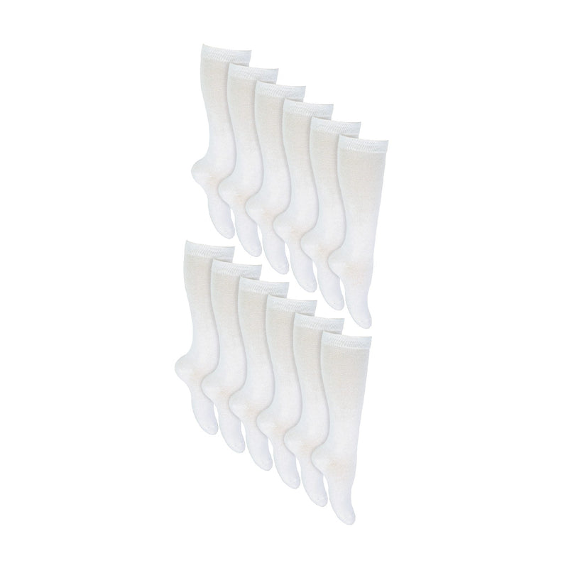 12 Pack Girls Long Knee High Soft Cotton School Socks
