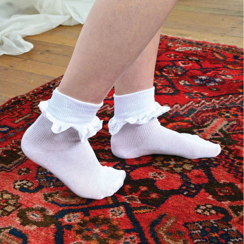 24 Pair Multipack White Frilly Lace Socks for Girls