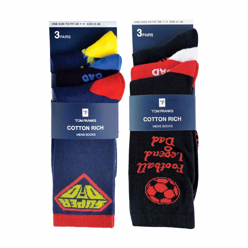 6 Pack Mens Fathers Day Birthday Super Dad Gift Socks