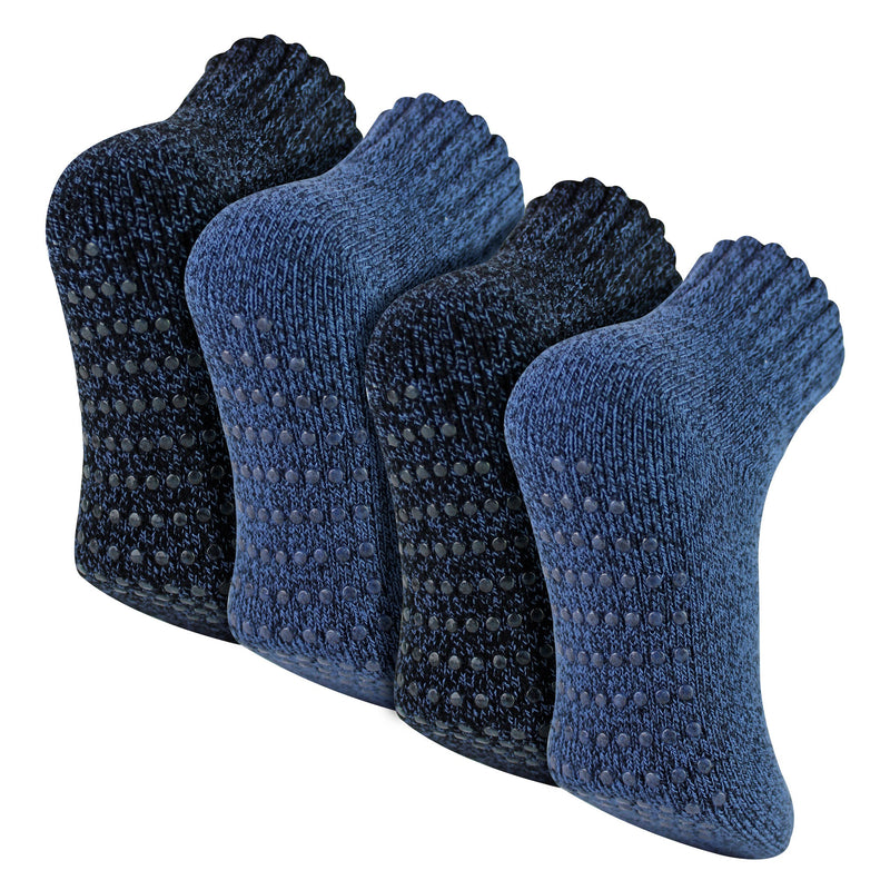 4 Pack Mens Slipper Socks With Grippers | Warm Soft Non Slip Socks