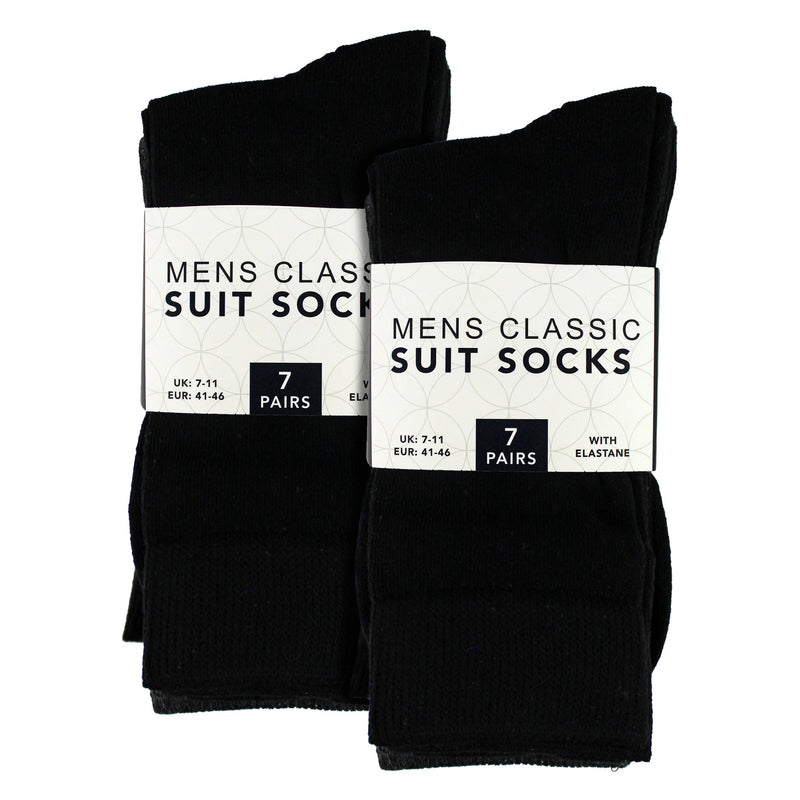 7 Pack Mens Classic Suit Socks - Soft Breathable Plain Dress Socks
