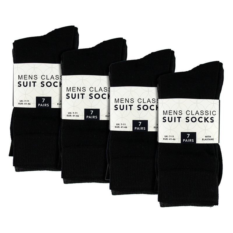 7 Pack Mens Classic Suit Socks - Soft Breathable Plain Dress Socks