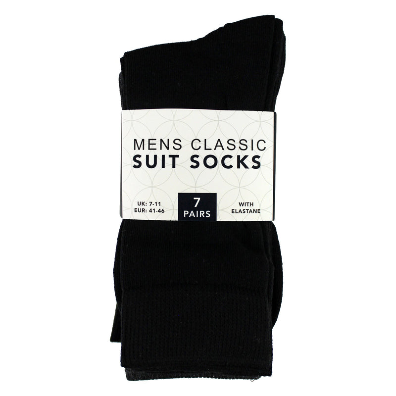 7 Pack Mens Classic Suit Socks - Soft Breathable Plain Dress Socks