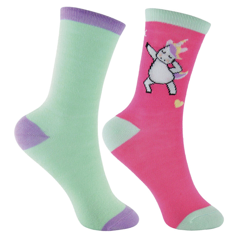 6 Pack Girls Pastel Novelty Unicorn Patterned Socks
