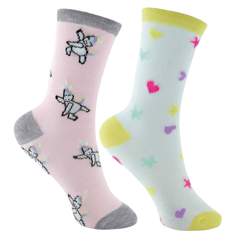 6 Pack Girls Pastel Novelty Unicorn Patterned Socks