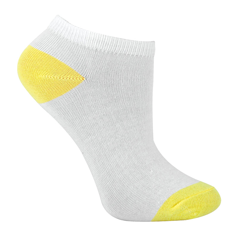 12 Pack Girls Low Cut White Trainer Socks with Contrast Heel & Toe