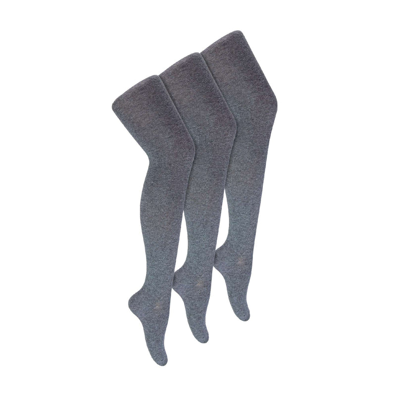 3 Pack Girls Plain Soft Breathable Cotton School Tights (5 Sizes)