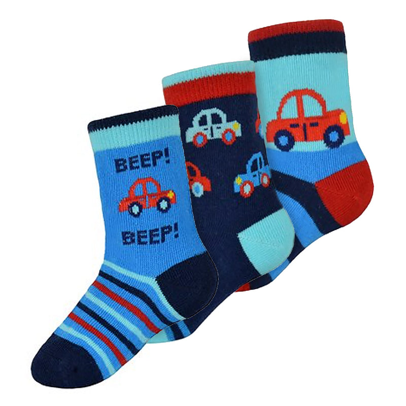 6 Pack Baby Boys Cotton Cars Trucks Design Pattern Socks