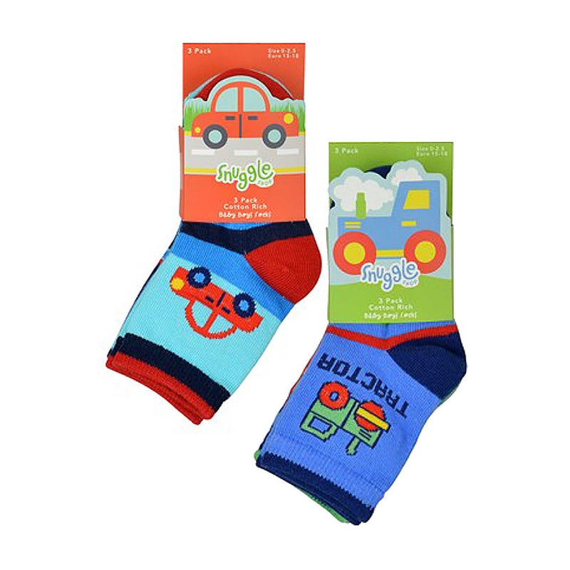 6 Pack Baby Boys Cotton Cars Trucks Design Pattern Socks