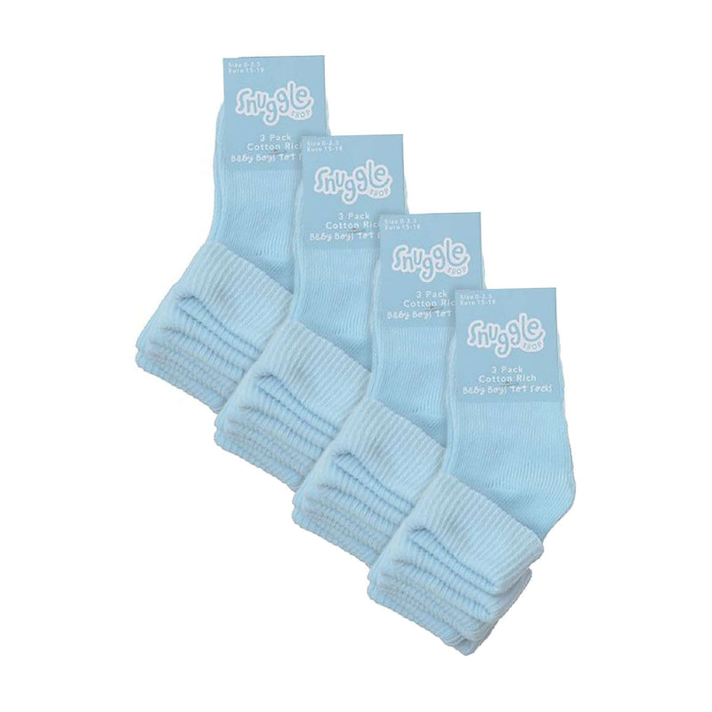 6 Pack Baby Girl & Boy Soft Cotton Turn Over Top Socks (3 Sizes)