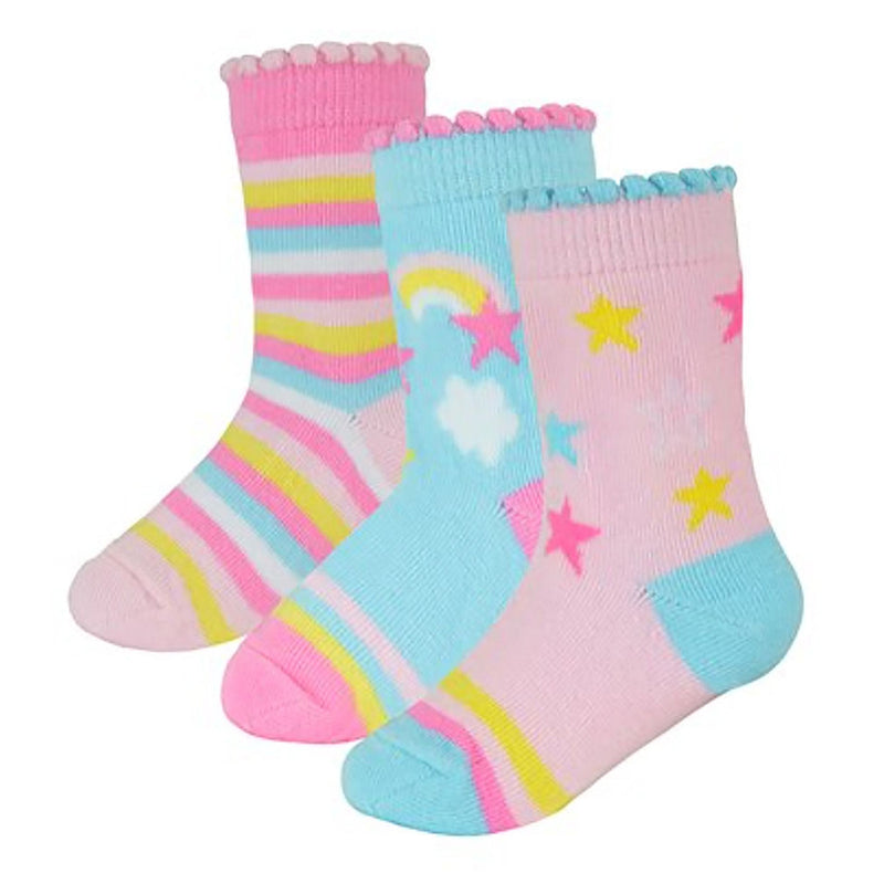 6 Pack Baby Girl Soft Cotton Unicorn Design Socks (3 Sizes)