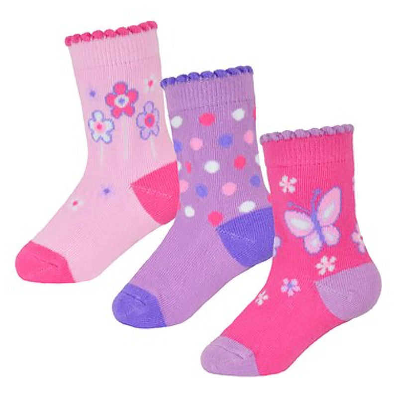 6 Pack Baby Girl Soft Cotton Butterfly & Animal Design Socks (3 Sizes)
