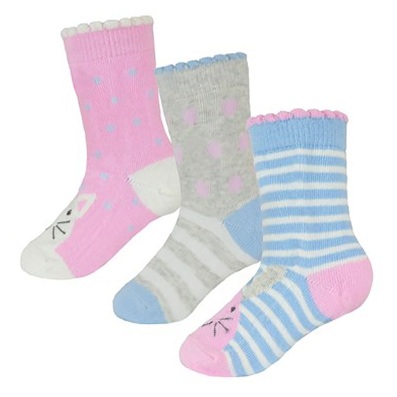 6 Pack Baby Girl Soft Cotton Butterfly & Animal Design Socks (3 Sizes)
