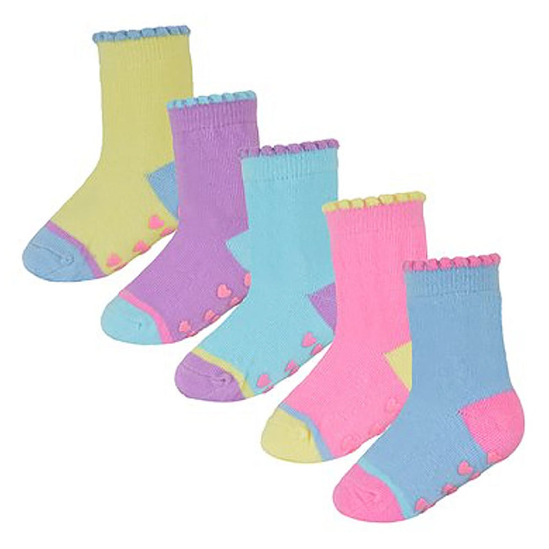 10 Pack Baby Girl Soft Cotton Colorful Non Slip Heel & Toe Socks