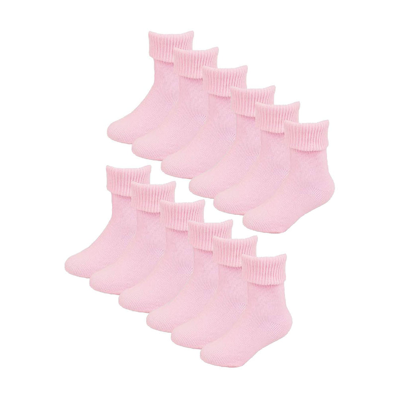 6 Pack Baby Girl & Boy Soft Cotton Turn Over Top Socks (3 Sizes)