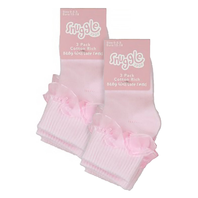 6 Pack Baby Girl Soft Cotton Rich Frilly Lace Socks (3 Sizes)