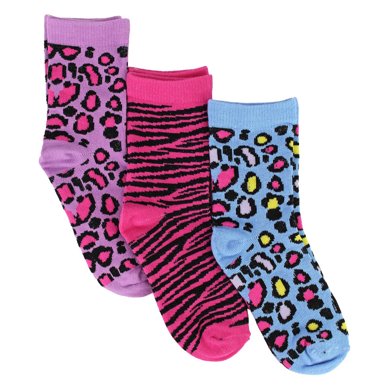 6 Pack Girls Animal Print Cotton Socks | Colourful Camo Patterned Socks