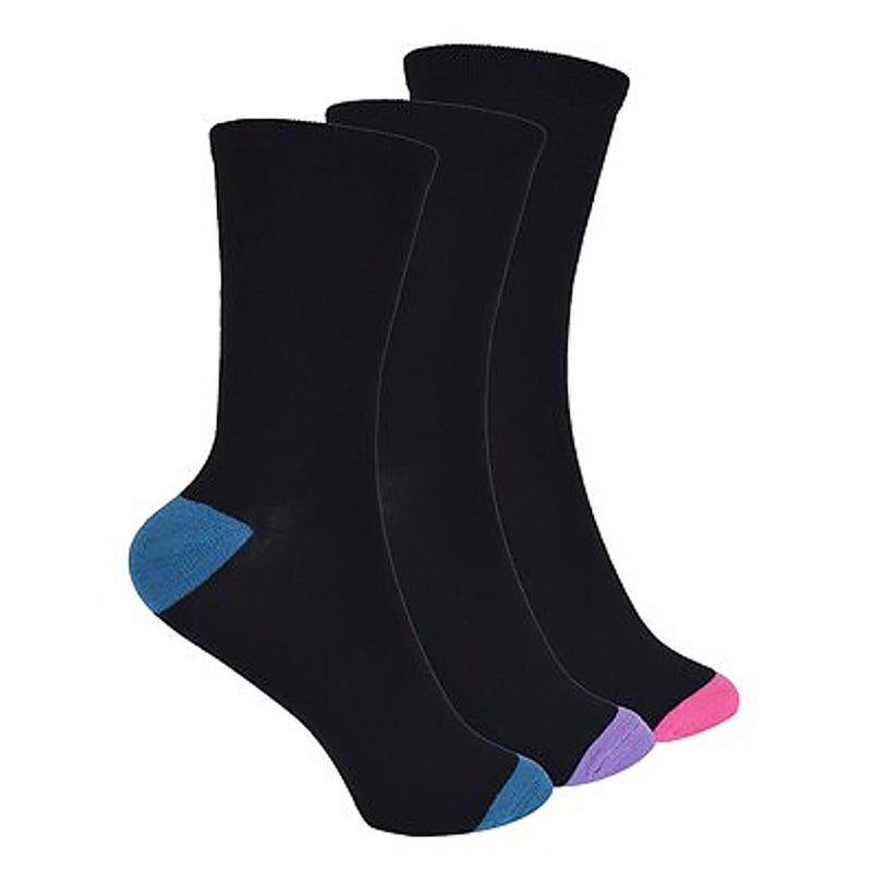 12 Pack Ladies Black Cushioned Soft Breathable Bamboo Socks