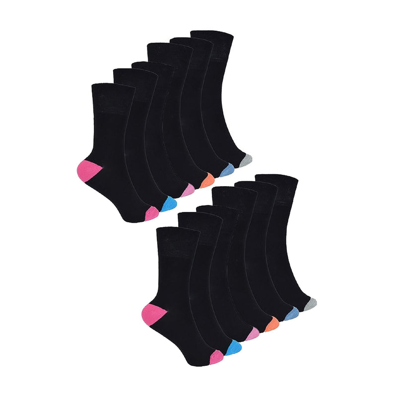 12 Pack Ladies Black Cushioned Soft Breathable Bamboo Socks