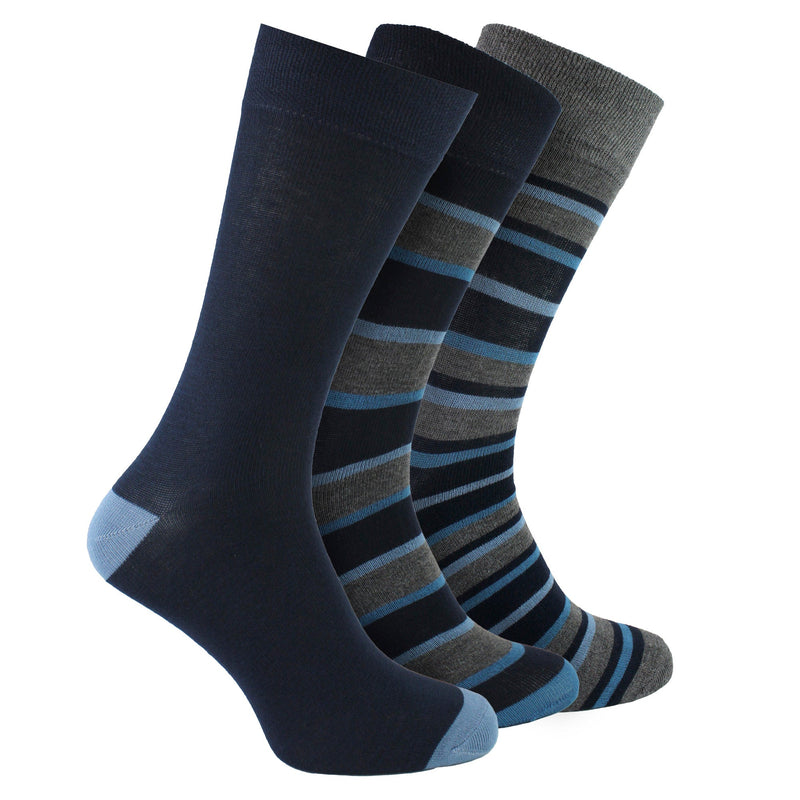 12 Pack Mens Non Elastic Striped Soft Breathable Bamboo Socks
