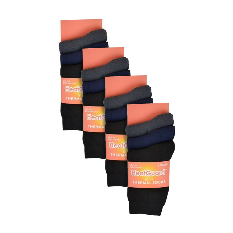12 Pack Boys & Girls Thick Warm Thermal Winter Socks (3 Sizes)
