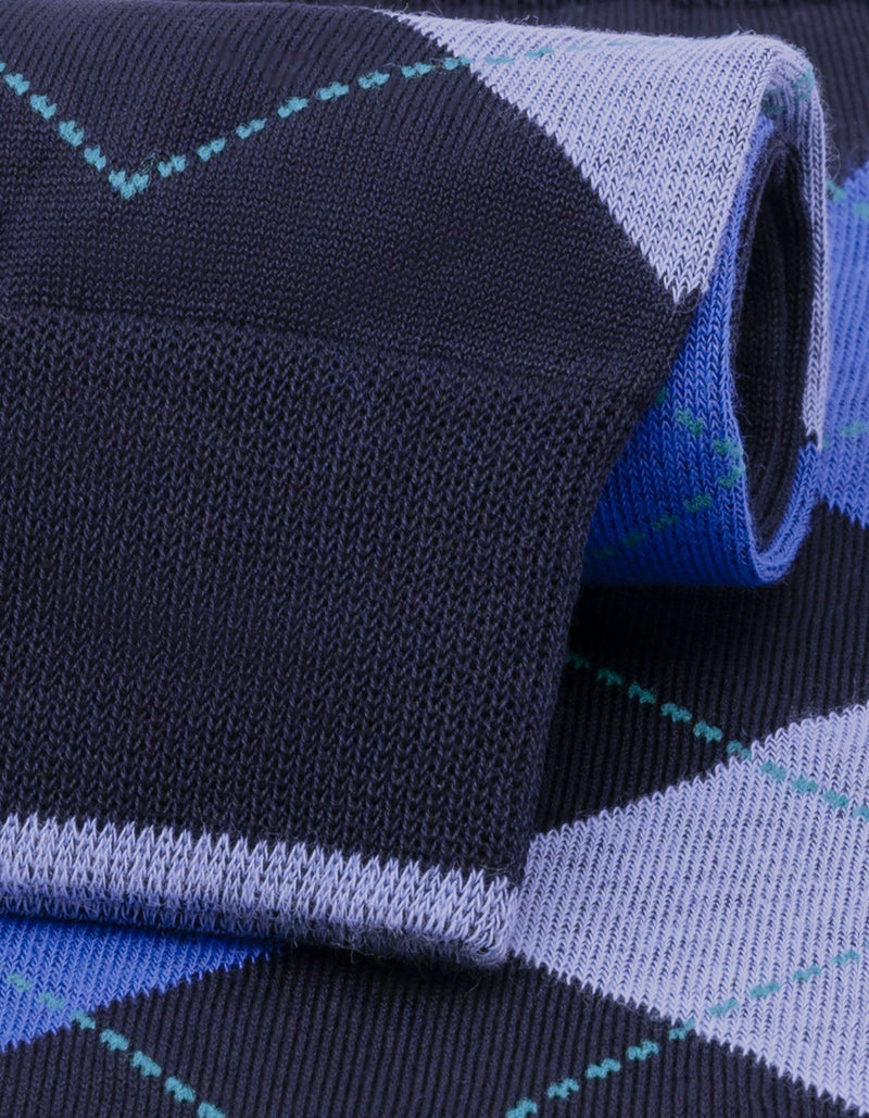 Premium Blue Argyle Cotton Socks