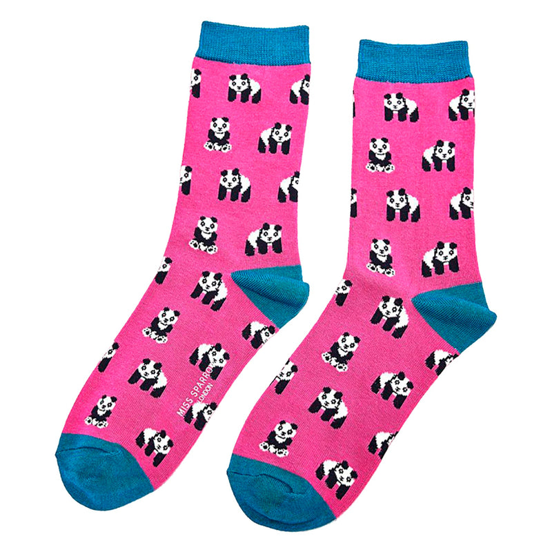 1 Pack Ladies Hot Pink Panda Bamboo Socks