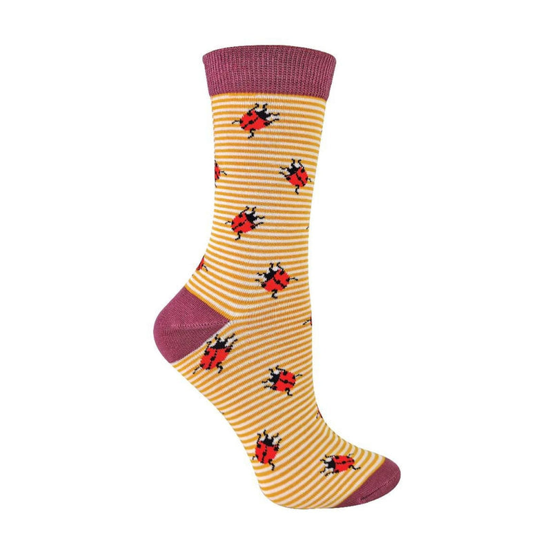 1 Pack Ladies Novelty Mustard Ladybird Bamboo Socks
