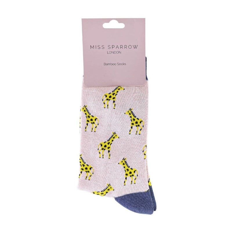 1 Pack Ladies Novelty Dusky Pink Giraffe Bamboo Socks
